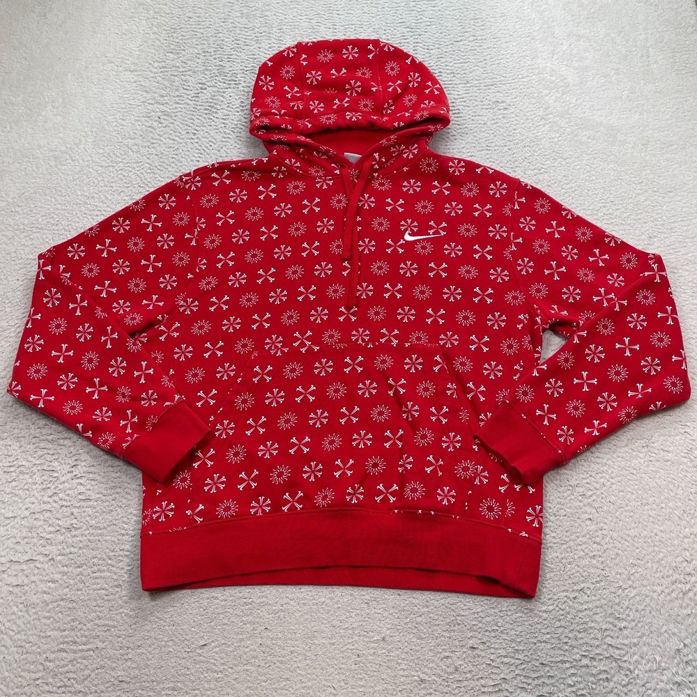 Nike Sportswear Club Fleece Christmas Monogram Hoodie Men's Small FJ1635-657